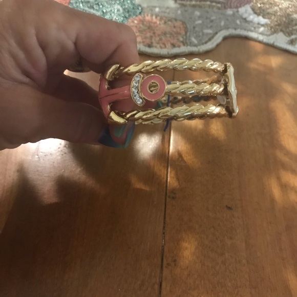 Gold enamel bangle anchor bracelet from Lilly Pulitzer 5.5” NEW - Picture 1 of 4